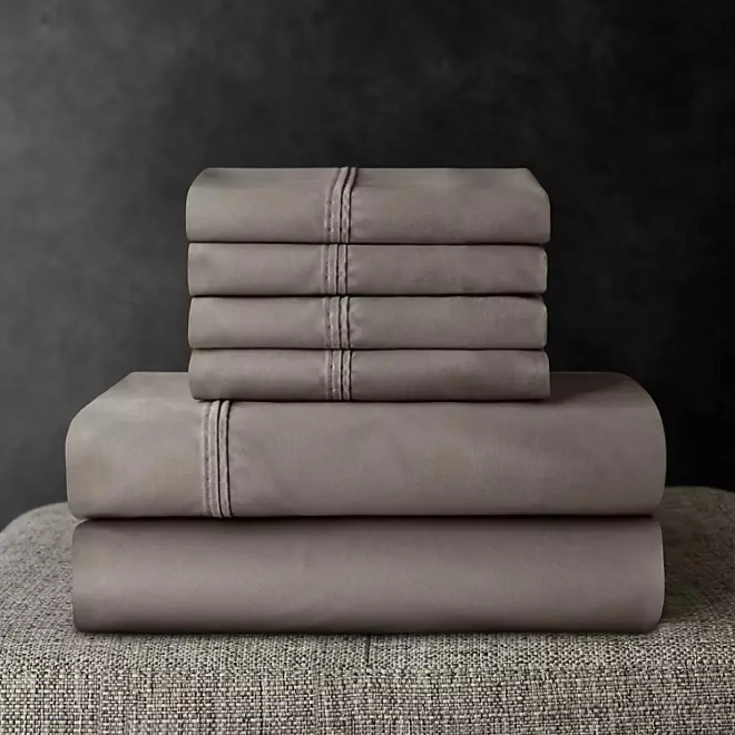 700-Thread-Count Solid Egyptian Cotton Hotel Premier Collection Sheet Set, California King, Grey Bisque