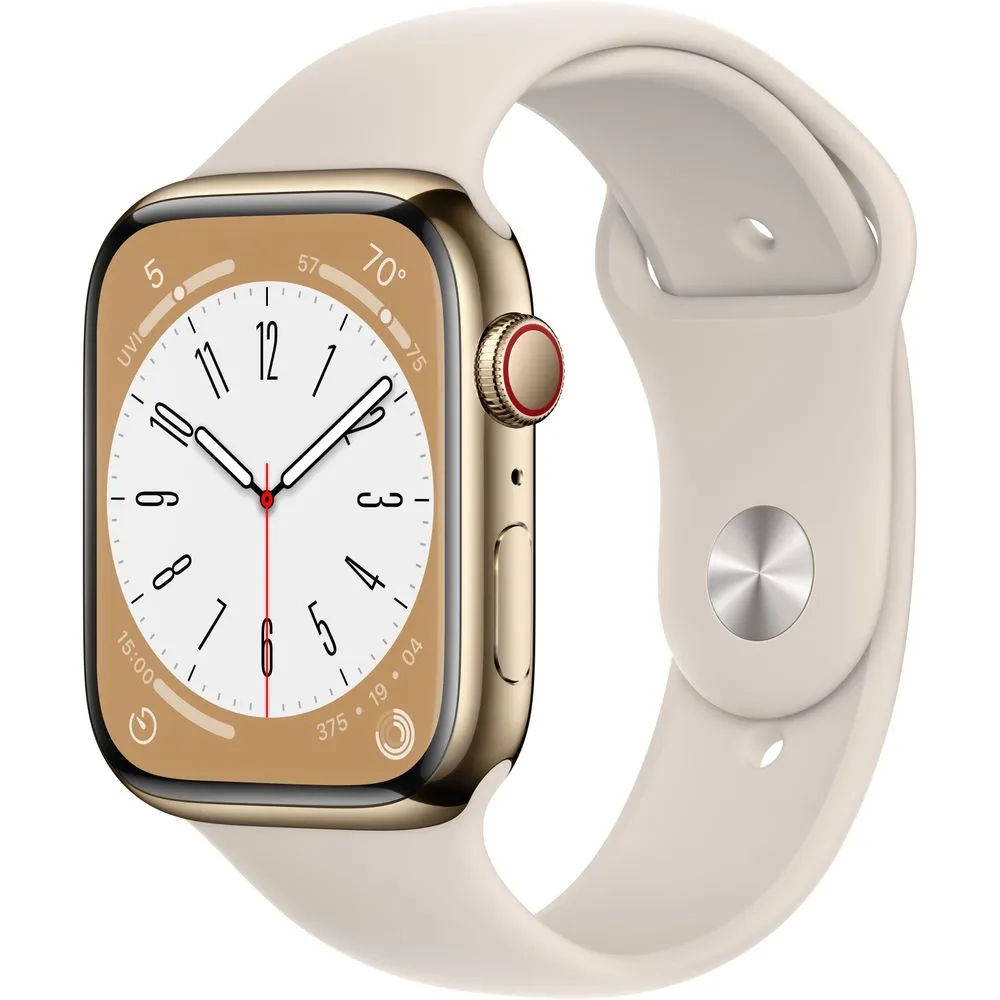 Apple Watch Gen 8 Series 8 Cell 41mm Gold Stainless Steel - Starlight Sport Band MNVF3LL/A