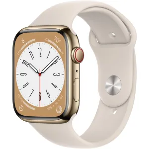 Apple Watch Gen 8 Series 8 Cell 41mm Gold Stainless Steel - Starlight Sport Band MNVF3LL/A