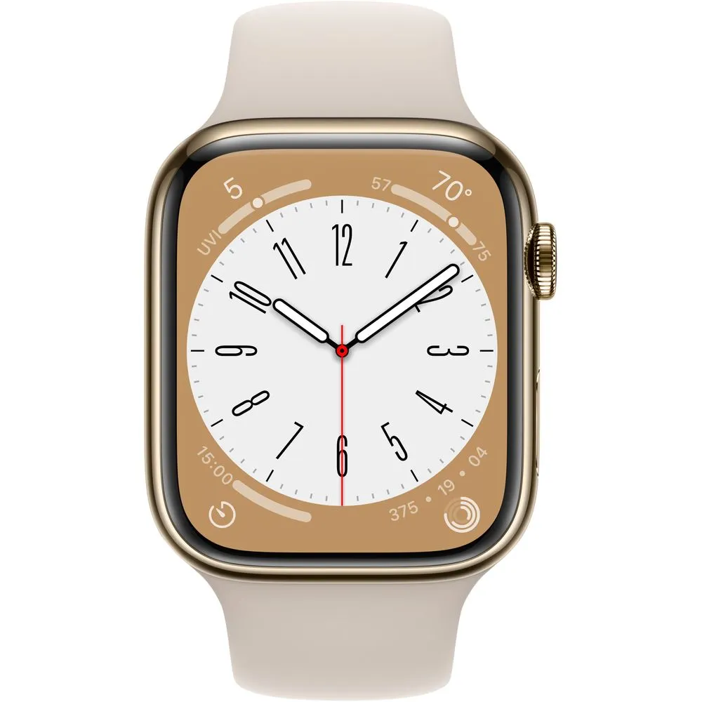 Apple Watch Gen 8 Series 8 Cell 45mm Gold Stainless Steel - Starlight Sport Band MNVX3LL/A
