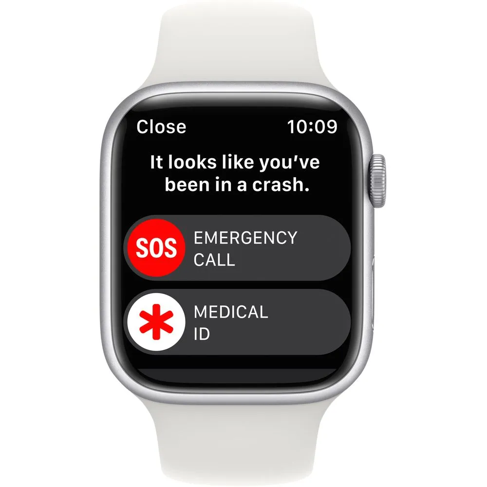 Apple Watch Gen 8 Series 8 Cell 45mm Silver Aluminum - White Sport Band MP4W3LL/A