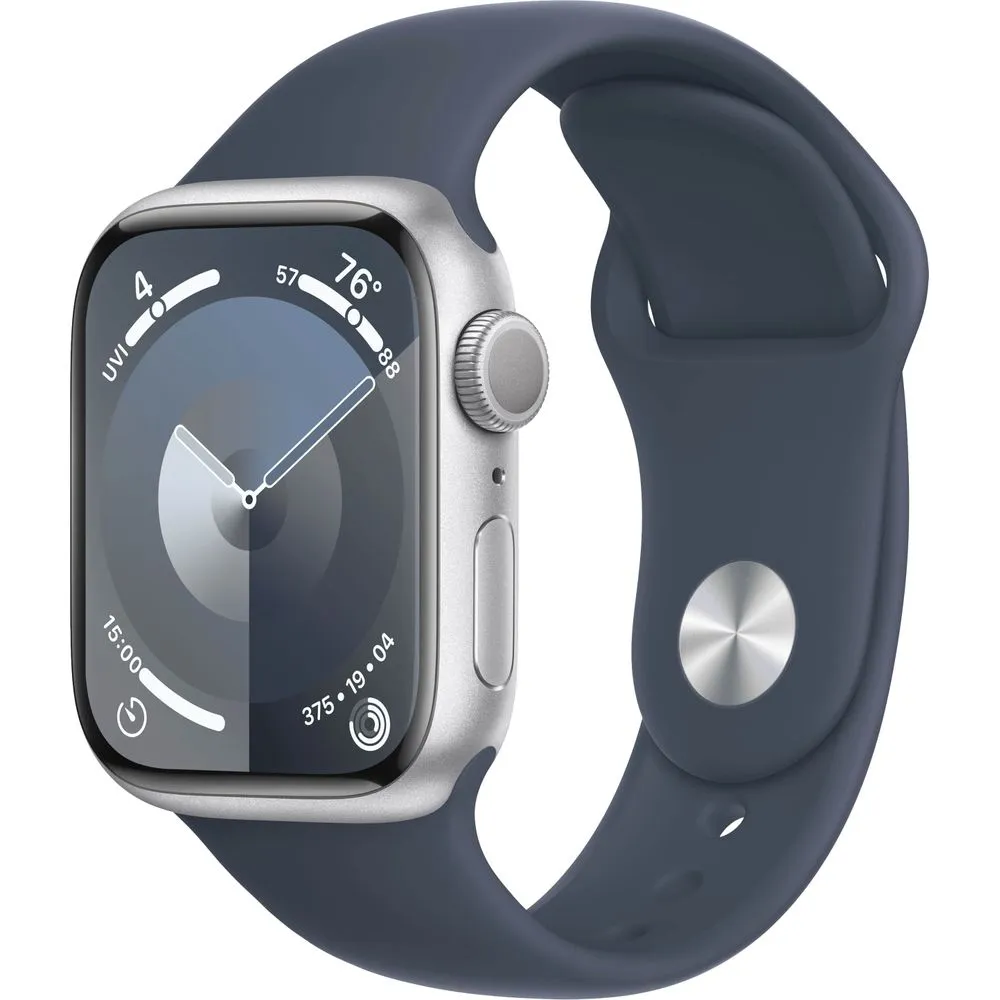 Apple Watch Gen 9 Series 9 Cell 41mm Silver Aluminum - Storm Blue Sport Band MRHW3LW/A