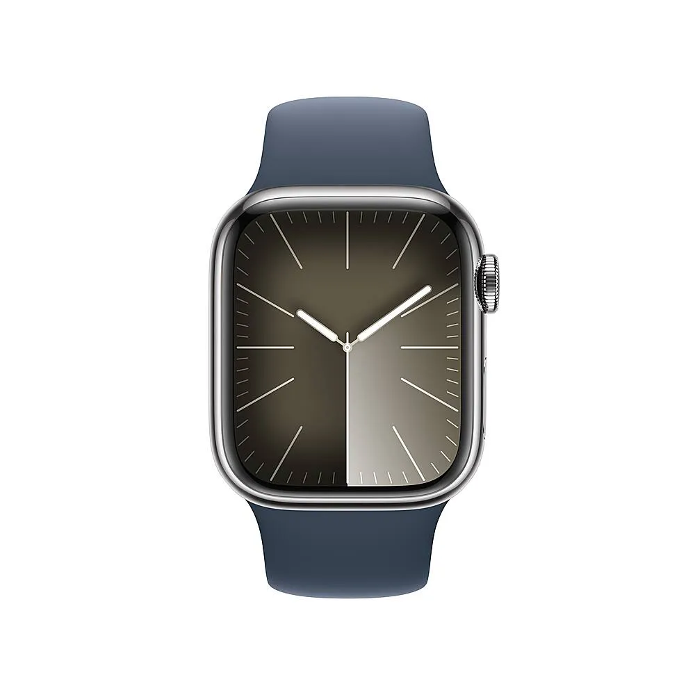 Apple Watch Gen 9 Series 9 Cell 41mm Silver Stainless Steel - Storm Blue Sport Band MRJ23LW/A