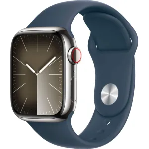 Apple Watch Gen 9 Series 9 Cell 41mm Silver Stainless Steel - Storm Blue Sport Band MRJ23LW/A