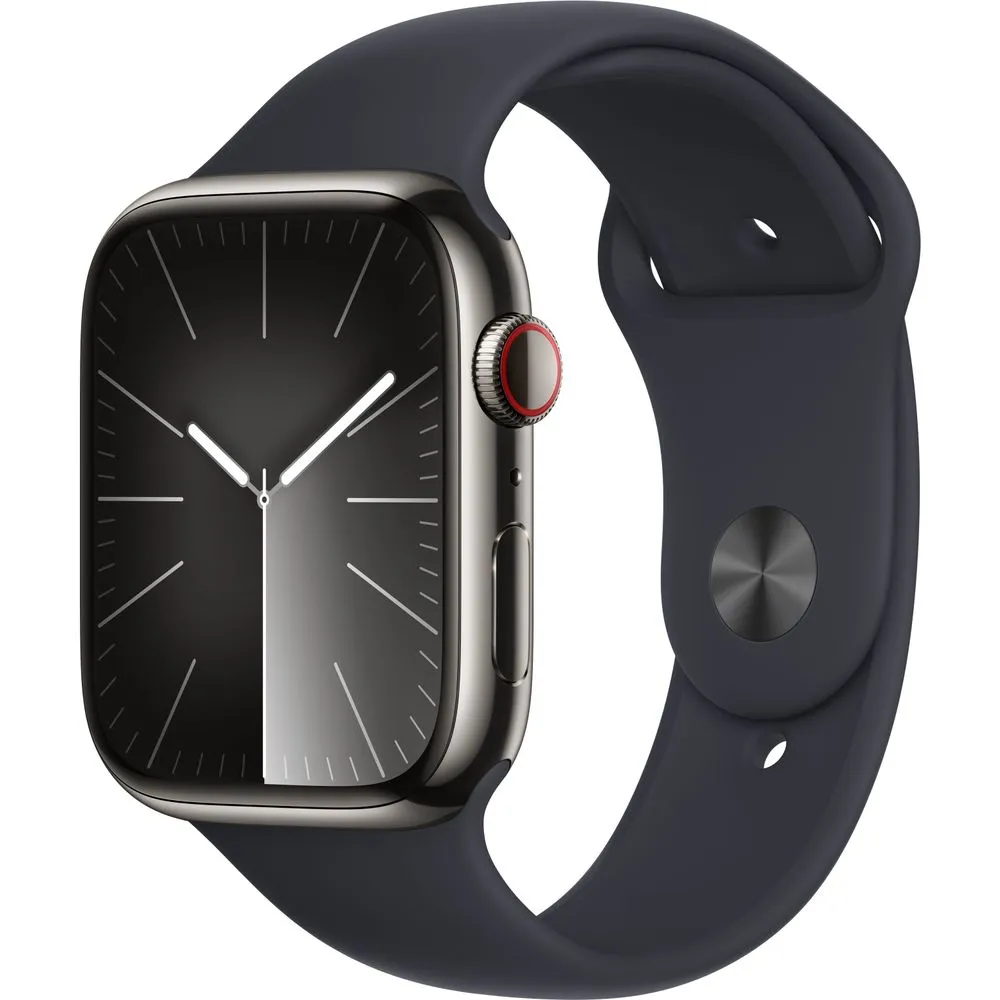 Apple Watch Gen 9 Series 9 Cell 45mm Graphite Stainless Steel - Midnight Sport Band MRMW3LL/A