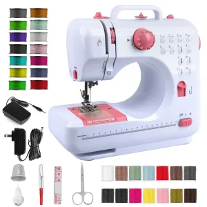 BCOOSS DGNFRJ Sewing Machine for Beginner Multi-Functional Portable Machine with 12 Built-in Stitches,Pink