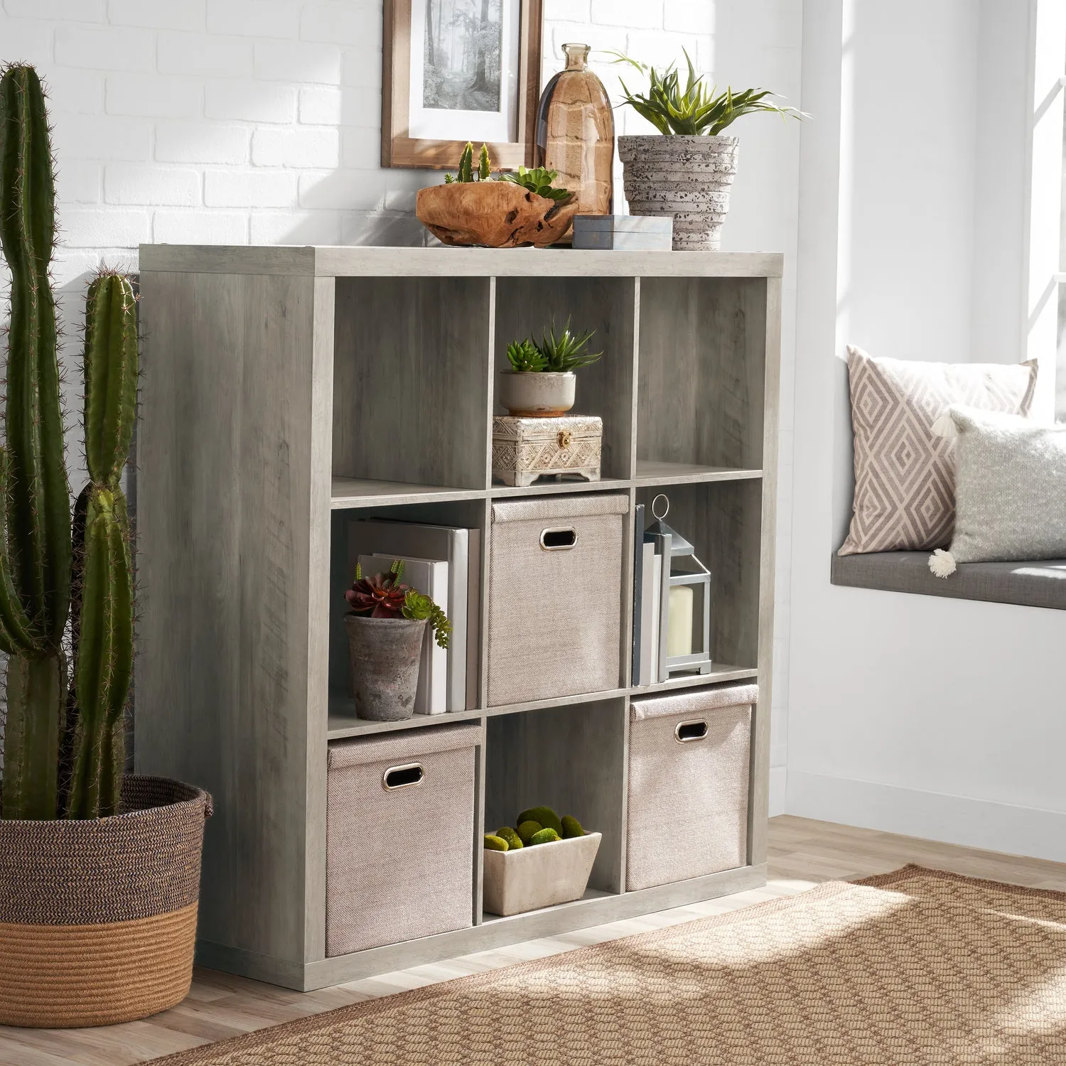 Better Homes & Gardens BHD036118664029 9-Cube Storage Organizer, Rustic Gray