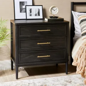 Better Homes & Gardens BHS336249972028 Oaklee 3-Drawer Nightstand with USB, Charcoal Finish
