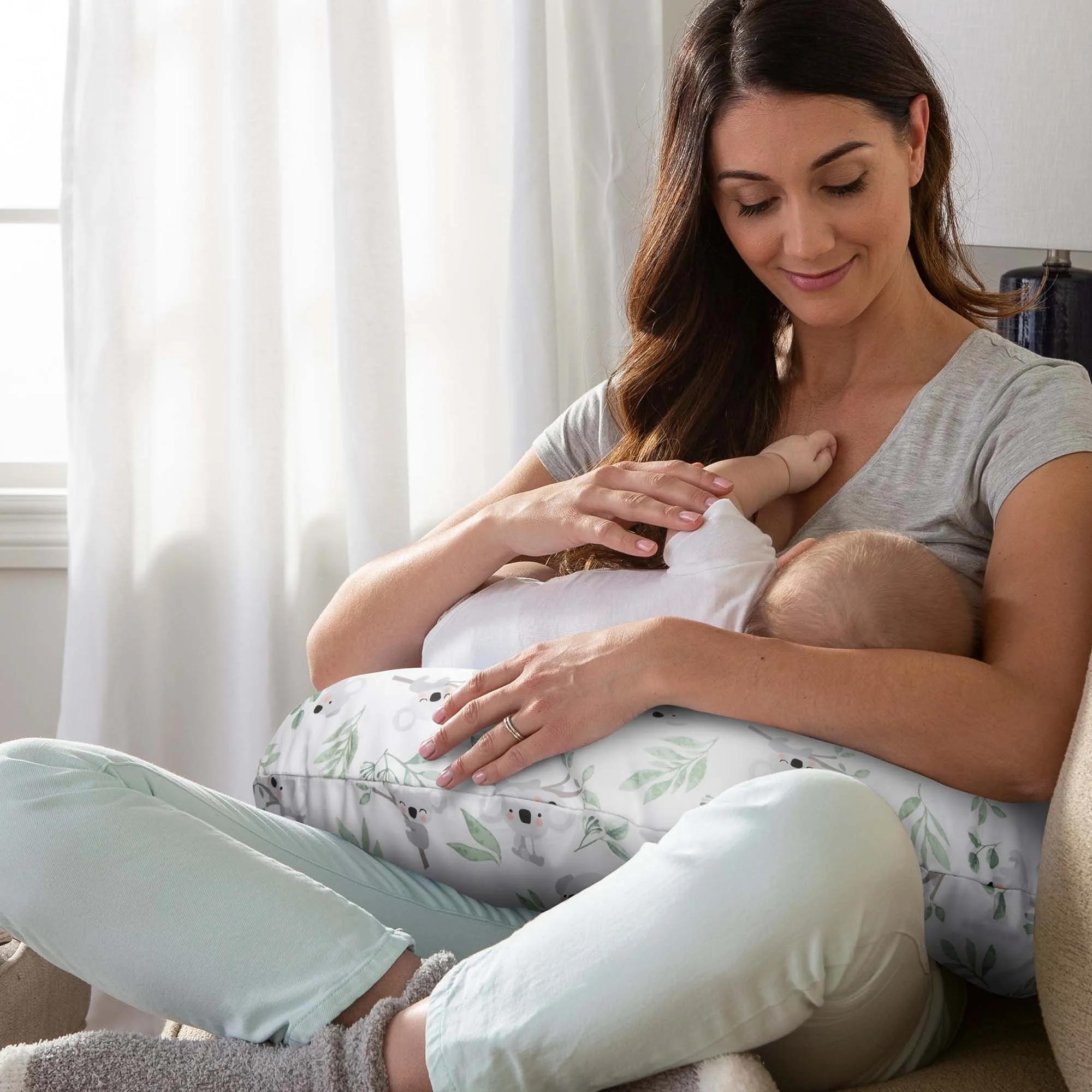 Boppy Nursing Pillow Original Support, Gray Green Koala, Sage