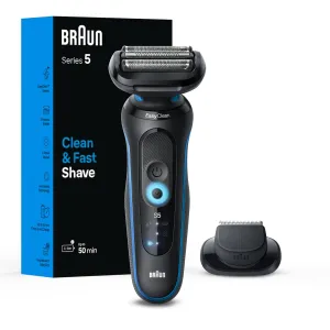 Braun 52-B1200s Electric Shaver for Men, Series 5 5118s, Wet & Dry Shave, Turbo Shaving Mode, Foil Shaver, Engineered in Germany, with Precision Trimmer, Blue
