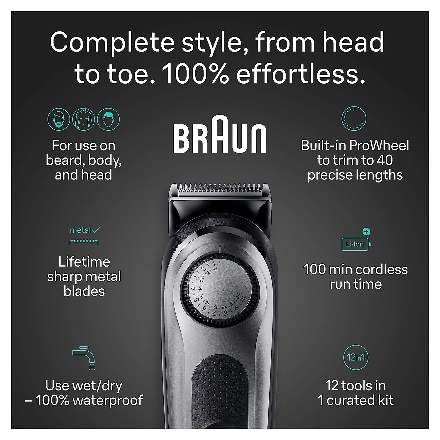 Braun AIO7440 All-in-One Style Kit Series 7, 12-in-1 Trimmer for Men