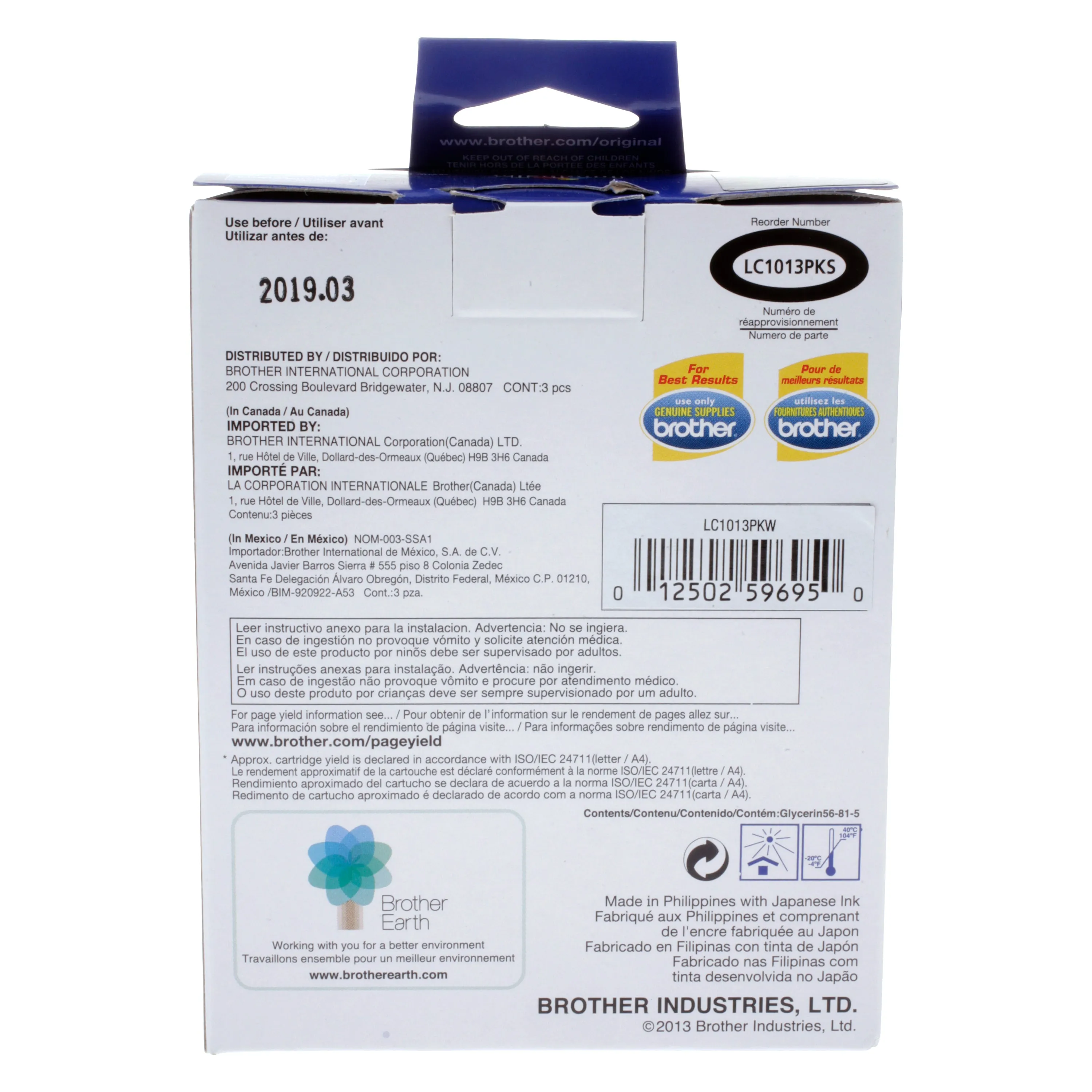 Brother 6858794 LC101-3PKS Combo Pack Ink Standard Yield (3x 300 Yield)(C/M/Y)