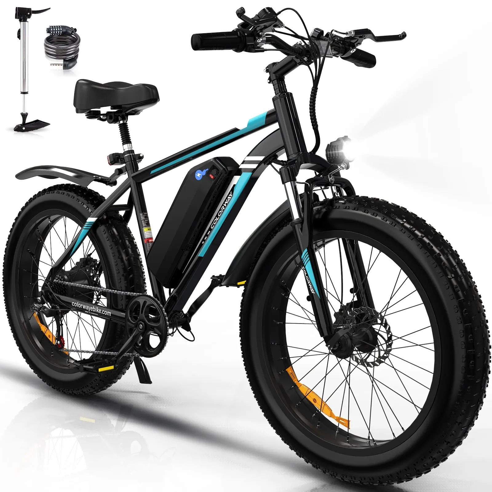 Colorway 26*4.0 Fat Tire 750W 15AH 48V Mountain Electric Bike for Adult UL 2849, Black-4.0Inch