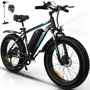 Colorway 26*4.0 Fat Tire 750W 15AH 48V Mountain Electric Bike for Adult UL 2849, Black-4.0Inch