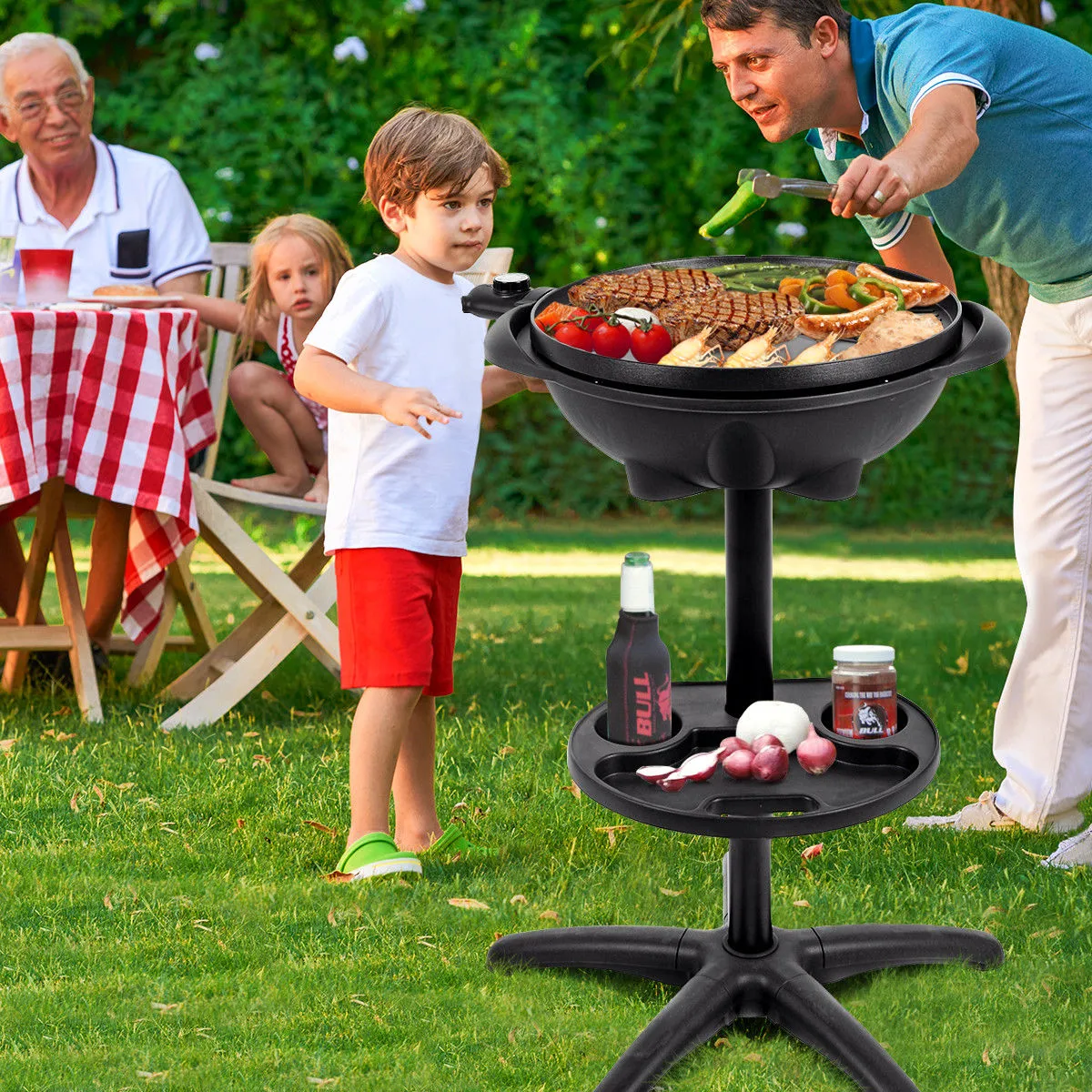 Costway KC42178 BBQ Grill 1350W Non-stick 4 Temperature Setting Outdoor Garden Camping