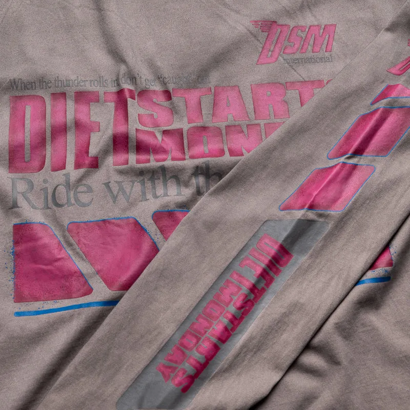 Diet Starts Monday Winners L/S Tee - Washed Grey/Pink