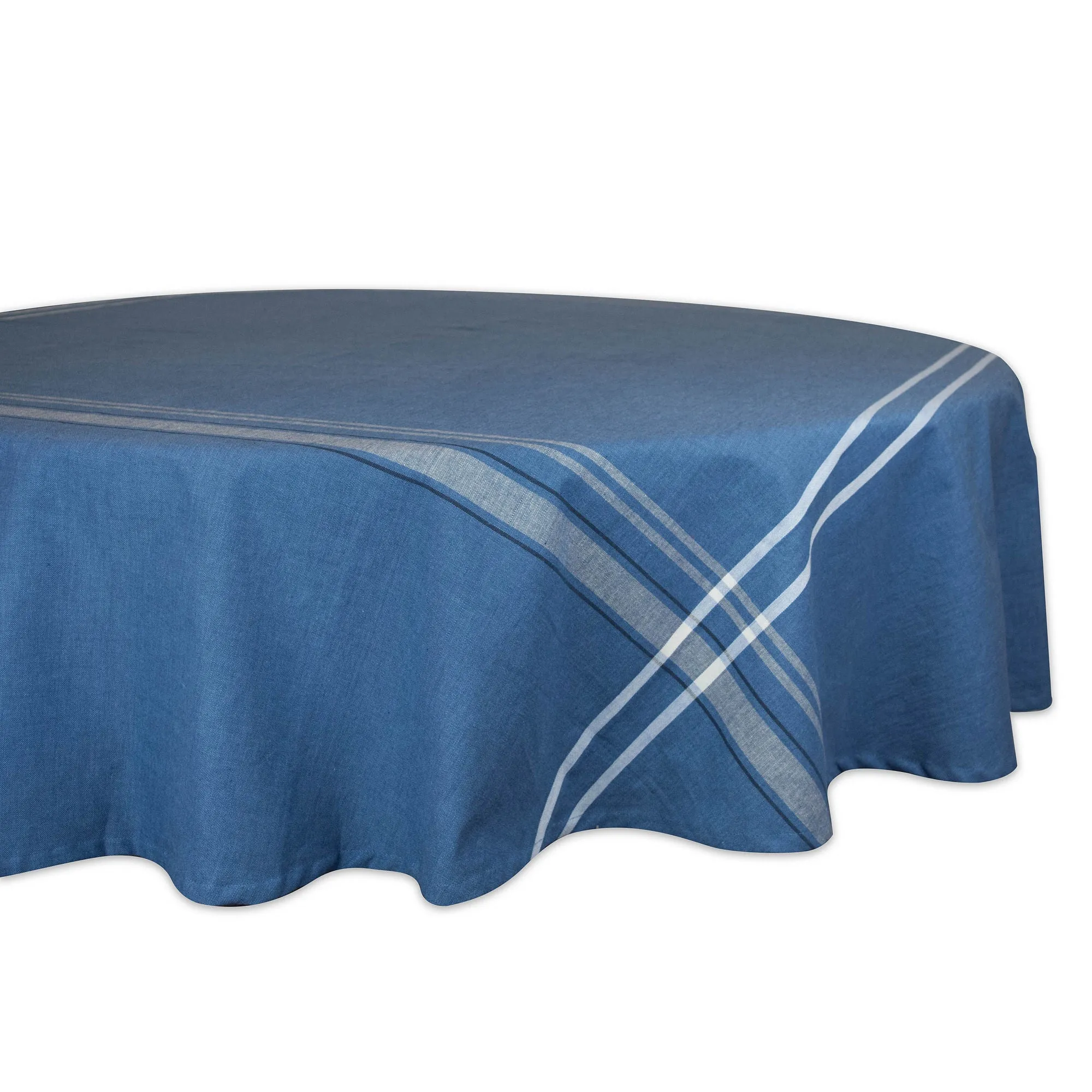 DII Blue French Chambray Tablecloth 70 Round, 100% Cotton