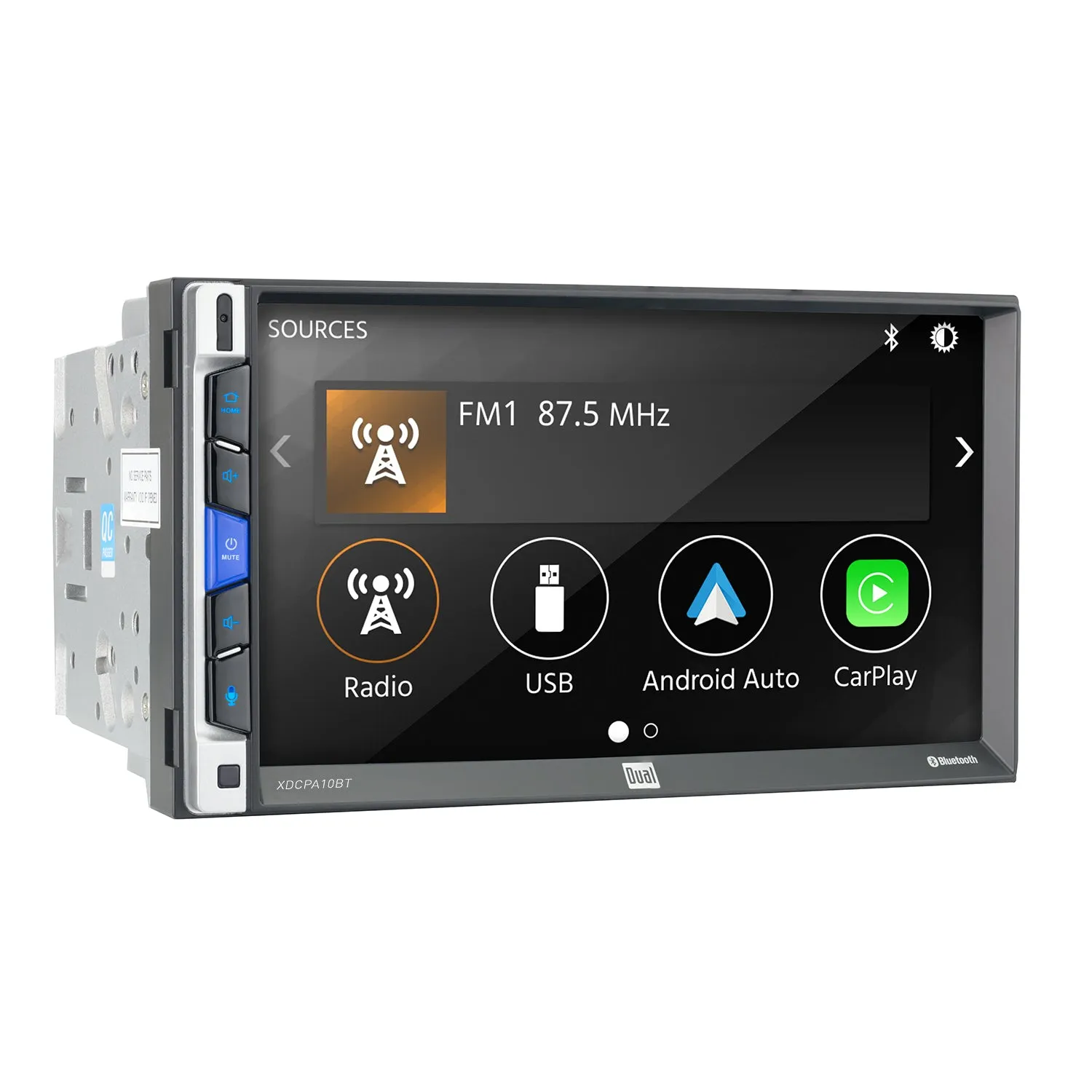 Dual Electronics XDCPA10BT LED Multimedia Touch Screen 7 inch Double DIN Car Stereo Apple CarPlay Android Auto