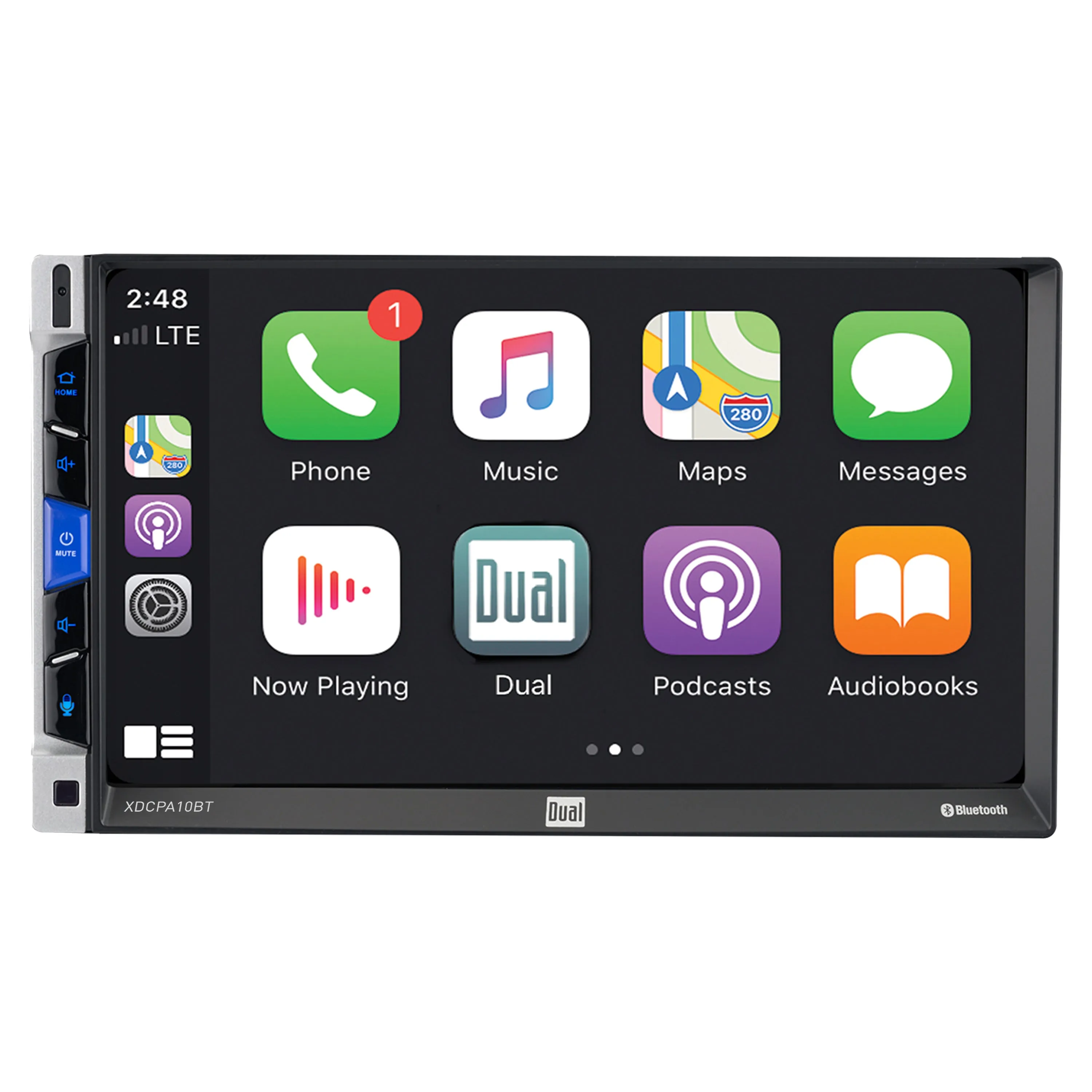 Dual Electronics XDCPA10BT LED Multimedia Touch Screen 7 inch Double DIN Car Stereo Apple CarPlay Android Auto