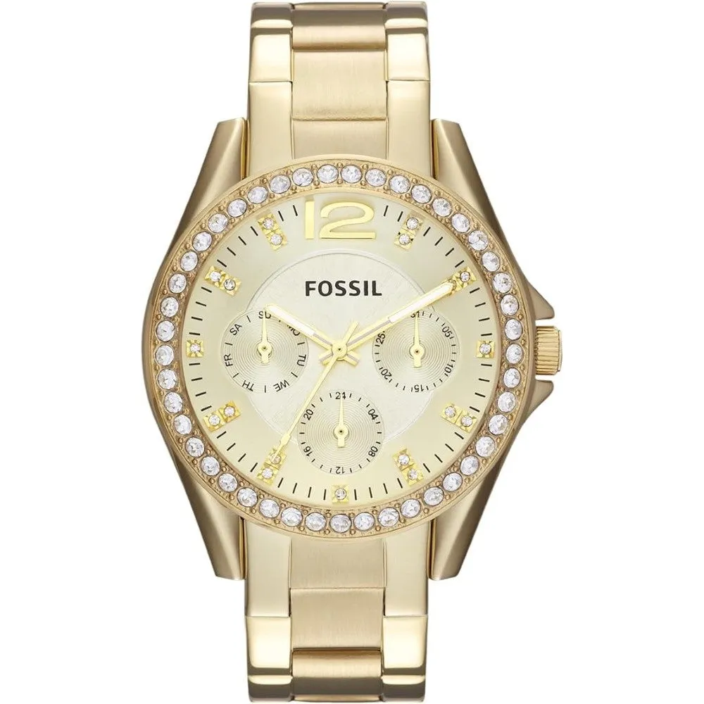Fossil Riley ES3203 Women's Watch with Crystal Accents and Stainless Steel Bracelet Band