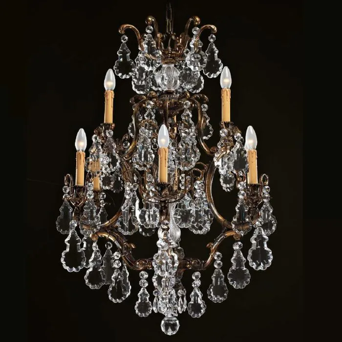 Gold Oxide Chandelier With Bohemian Crystals
