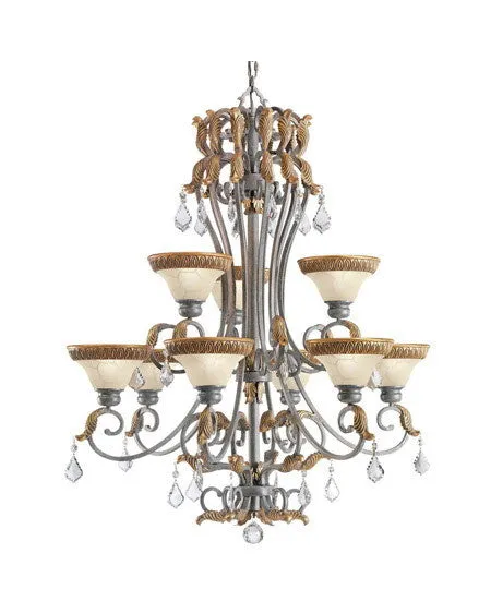 Kichler Lighting 2266 FDS Nine Light Chandelier in Feldspar Finish with Gold Leaf Accents