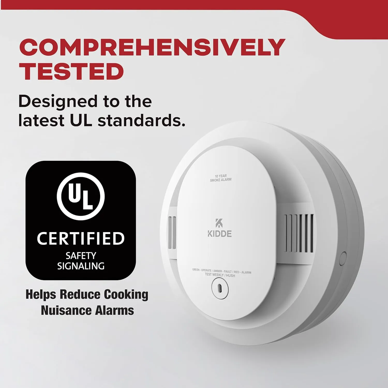 Kidde 20SD10 Smoke Detector, 10-Year Battery Powered, LED Warning Light Indicators, 2 Pack