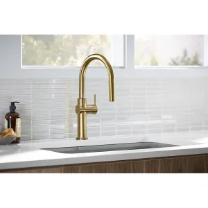 Kohler 22974-2MB Crue Touchless Pull Down Kitchen Sink Faucet, 3-Spray Sprayhead with Touchless Activation, Vibrant Brushed Moderne Brass