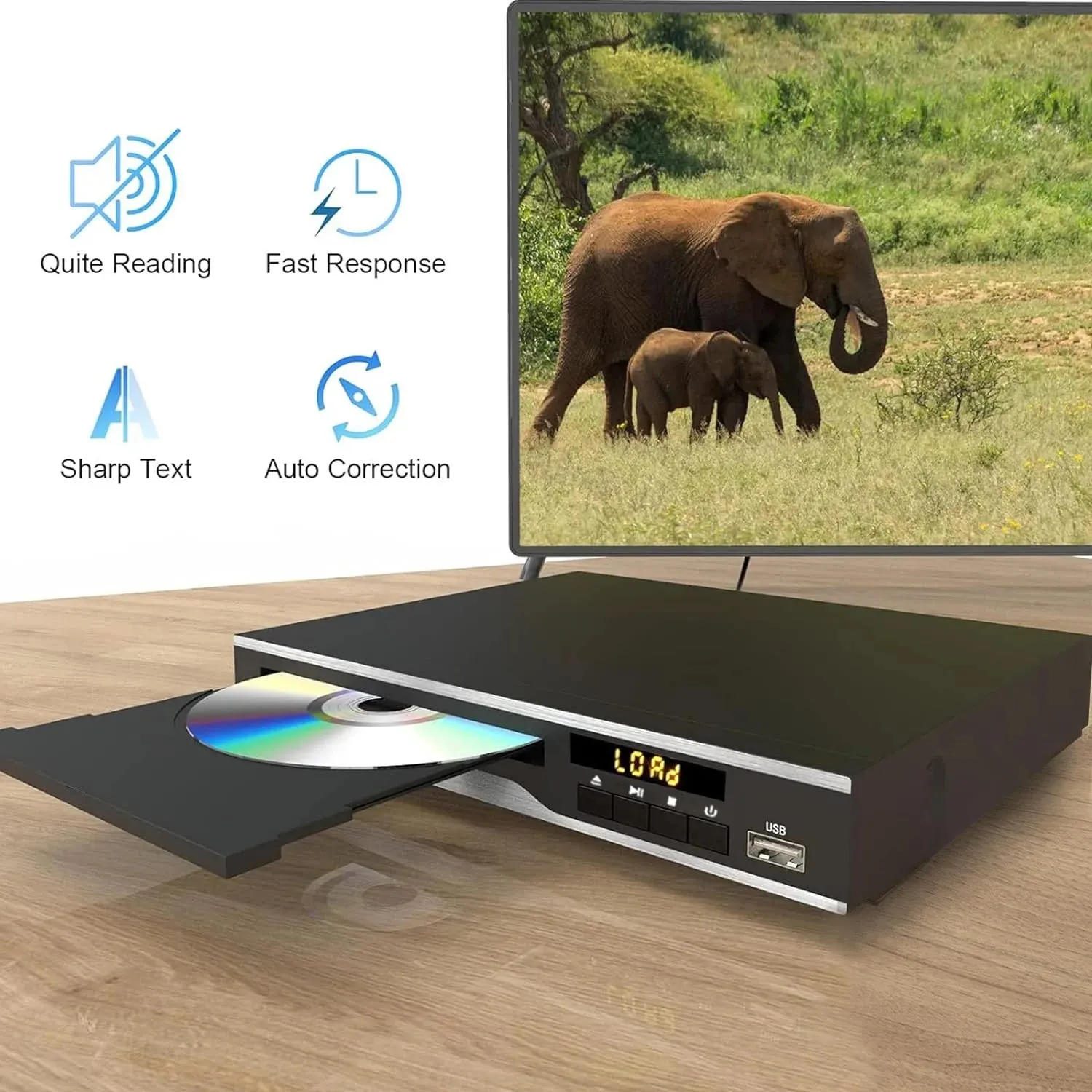 Maite MTDVD-10PRO Compact DVD Player with RCA Stable Outputs