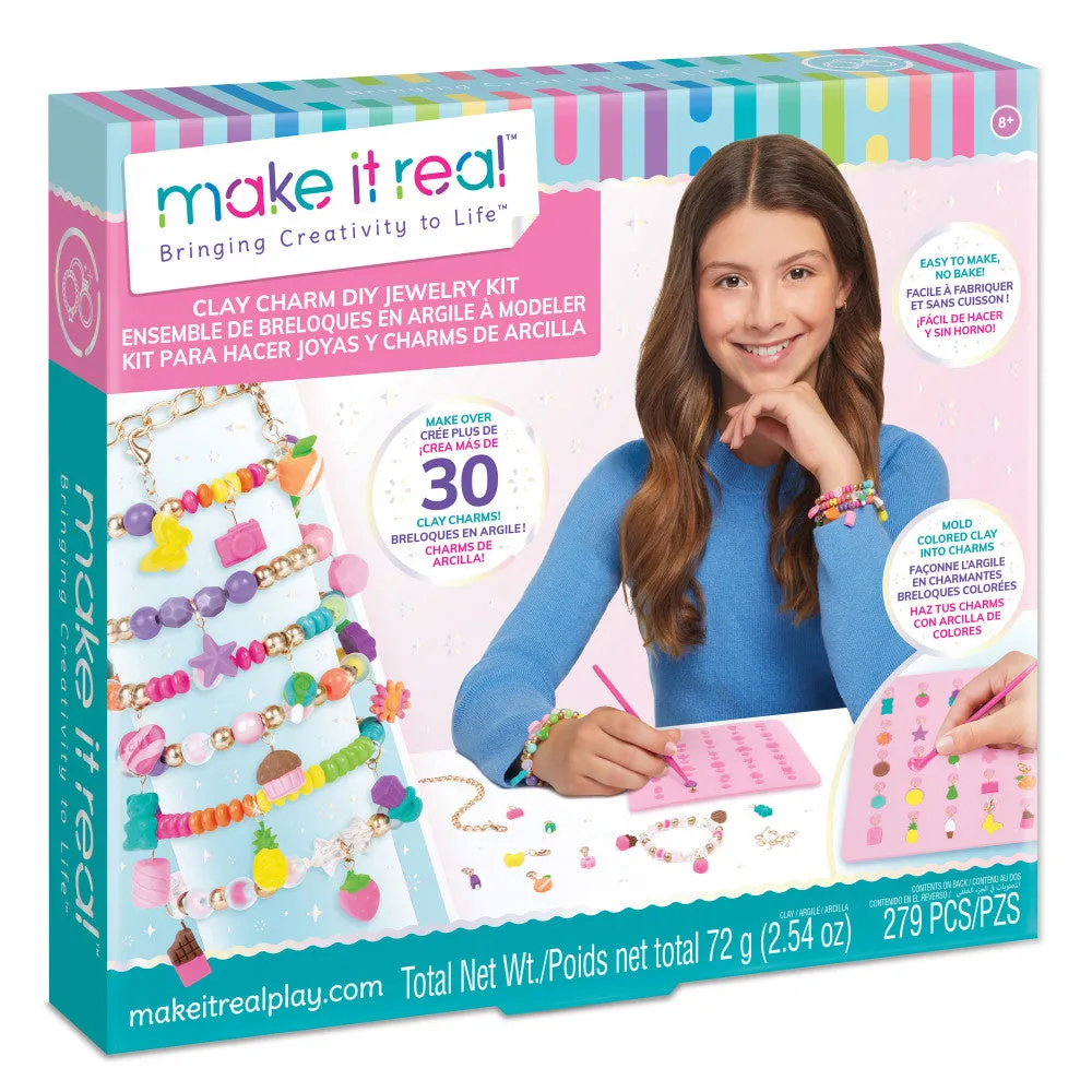 Make It Real Clay Charm Creation Kit - DIY Jewelry Making Set for Kids 8 
