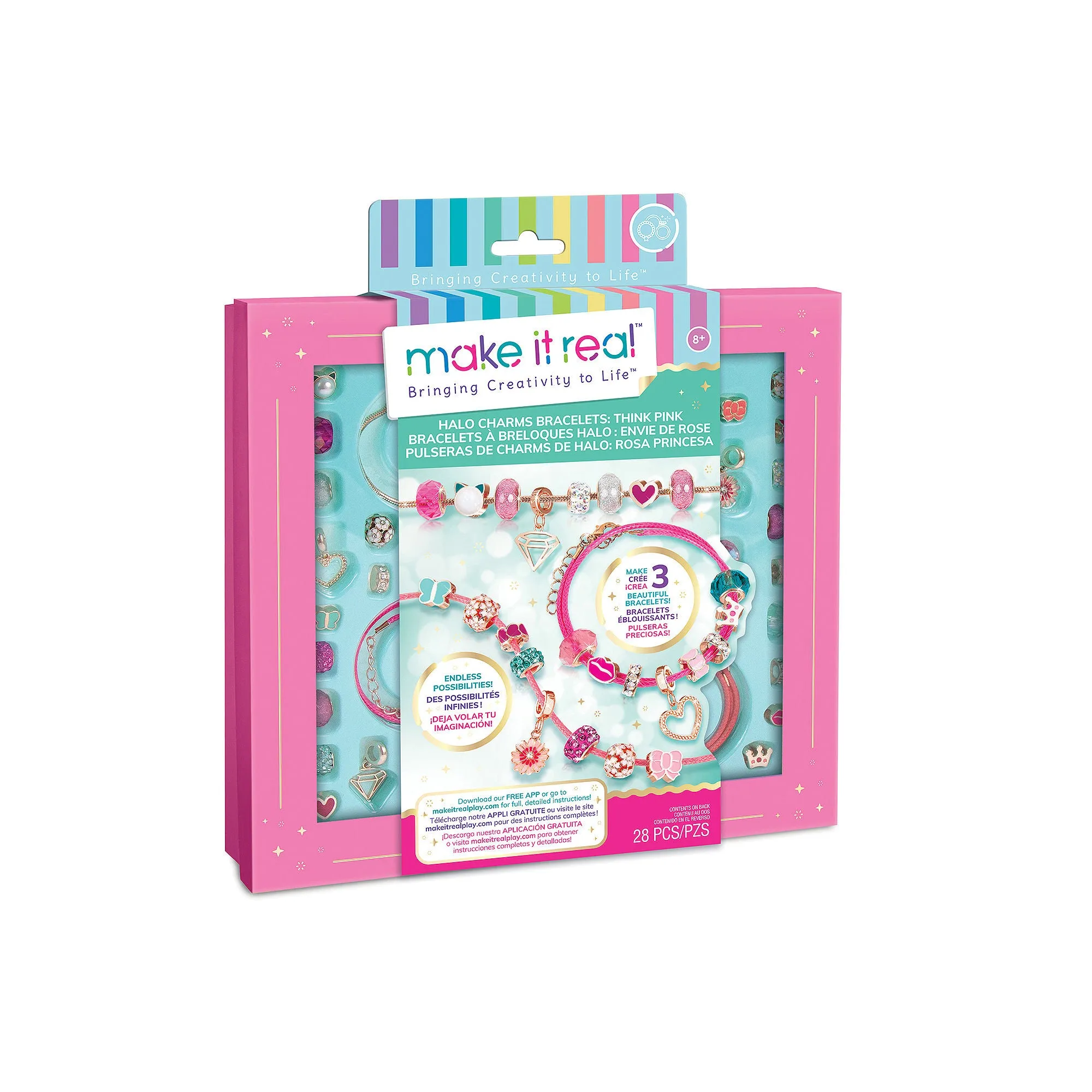 Make It Real MIR1722 Halo Charms Bracelets, Think Pink