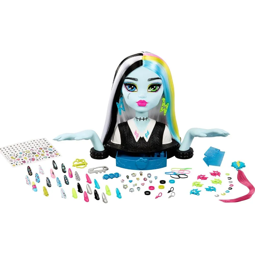Monster High HRP71 Frankie Stein Doll Head for Hair Styling with 65  Accessories