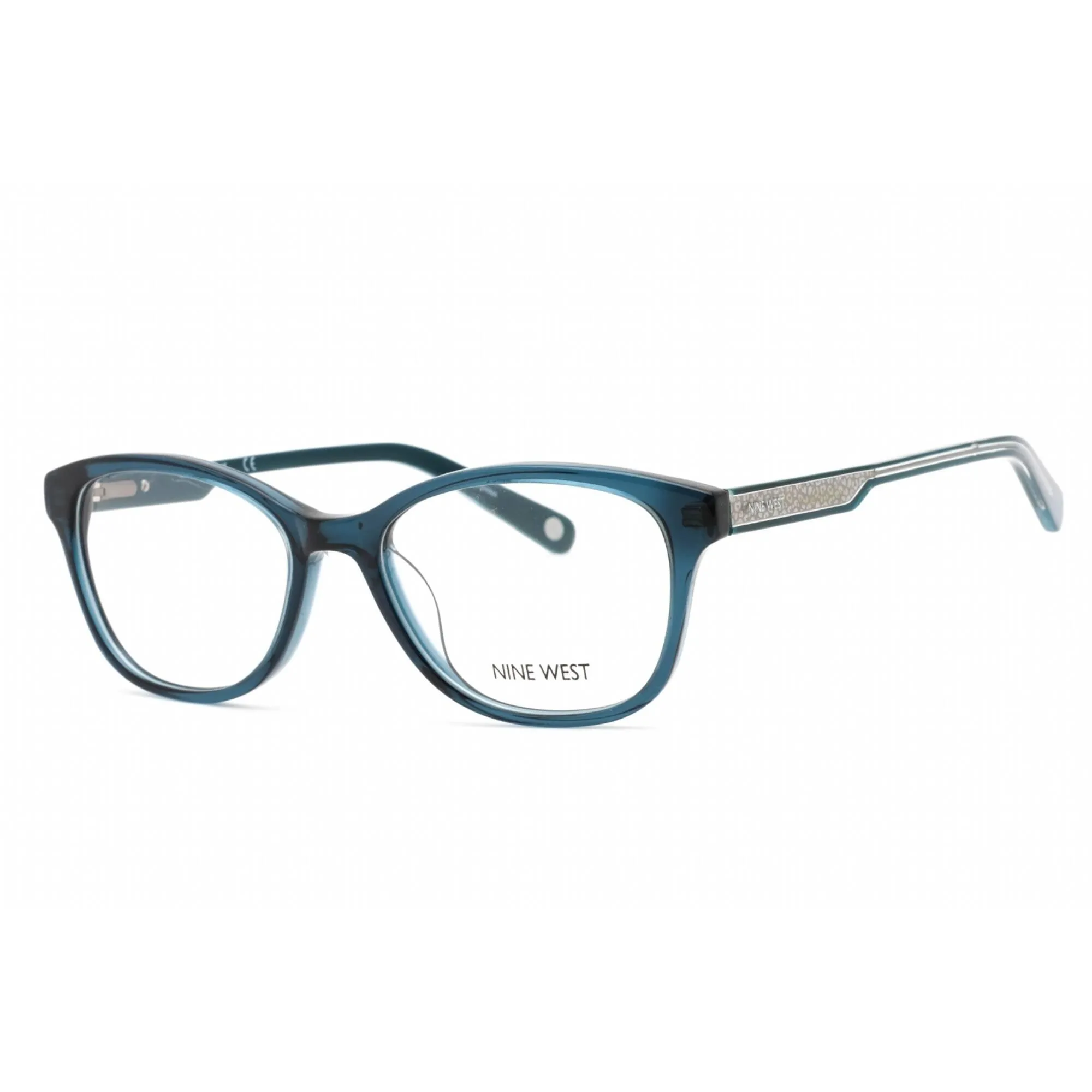 Nine West Women's Eyeglasses - Crystal Teal Plastic Rectangular Frame | NW5182 315