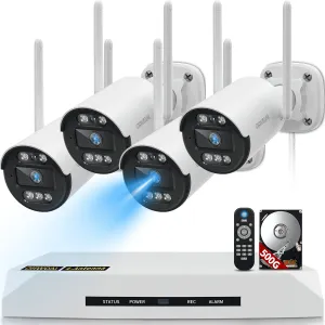 OHWOAI OH-OH-ABSW04500 Wireless Security Camera System 130 Wide Angle View with Mini NVR