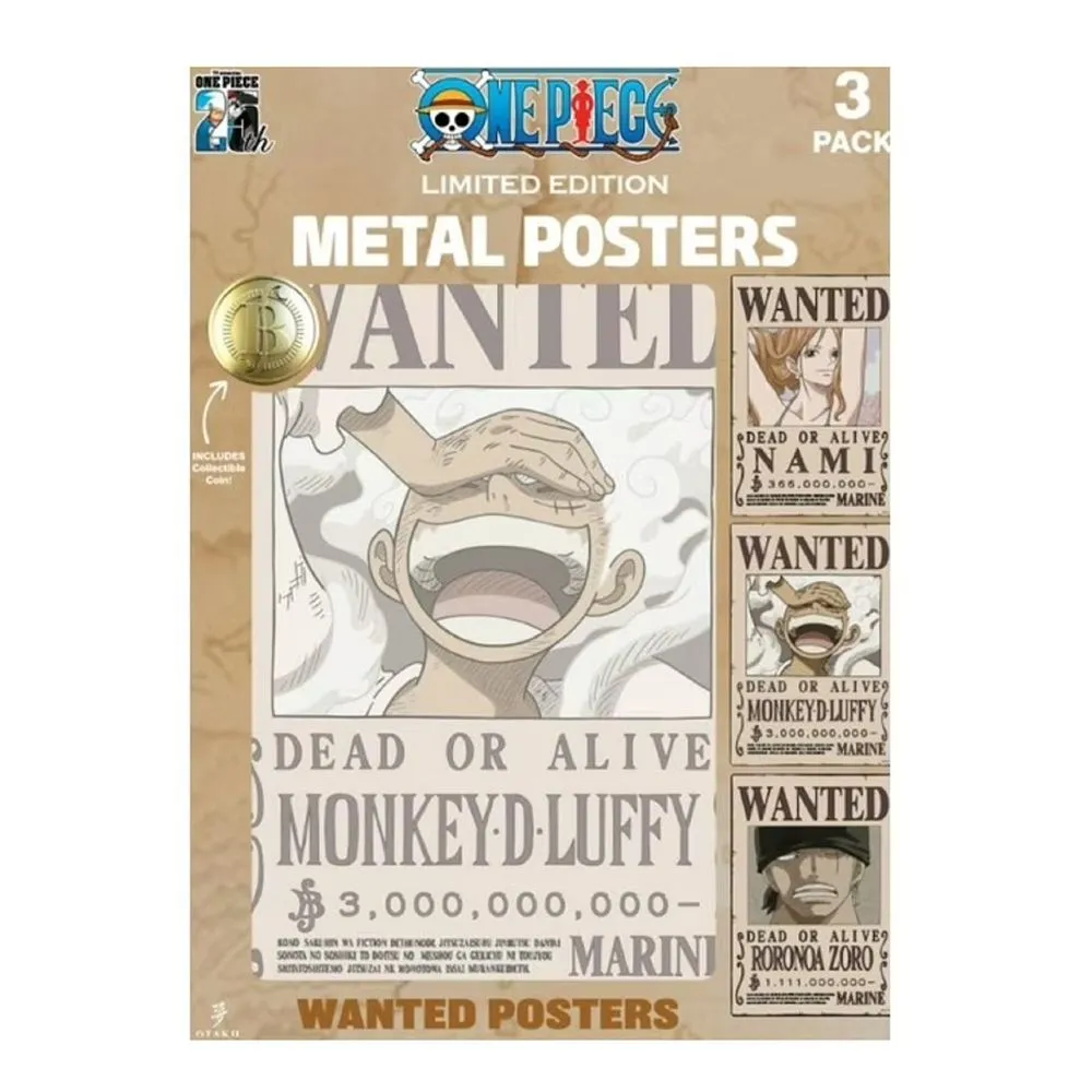 One Piece OLPOST-OPC-01 Set of 3 Metal Wanted Posters   Coins