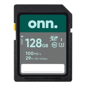 ONN 100019119 128GB Class 10 U3 SDXC Flash Memory Card