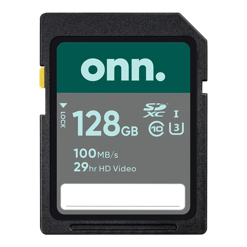ONN 100019119 128GB Class 10 U3 SDXC Flash Memory Card
