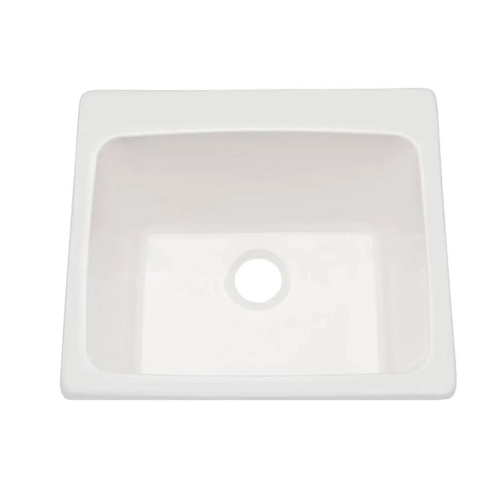 Proflo PFALS2522 25" Drop In Or Undermount Single Basin Acrylic Laundry Sink - White