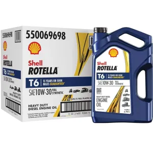 Shell Rotella T6 Full Synthetic 10W-30 Motor Oil, 1 Gallon (3 Pack)