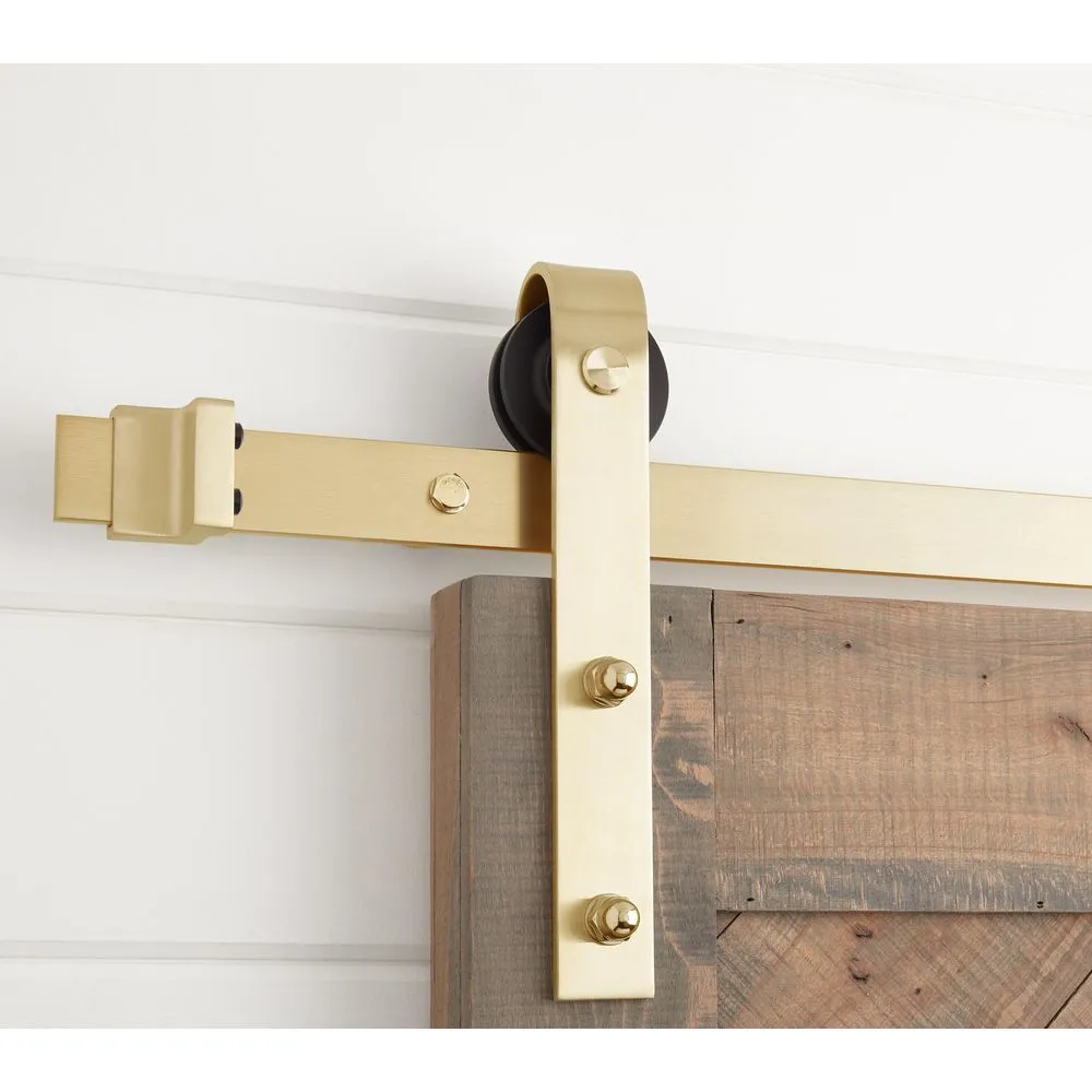 Signature Hardware HBD5000X120CHBS Hal 120 Inch Barn Door Track and Hardware Set Hardware Champagne Brass Sliding Door