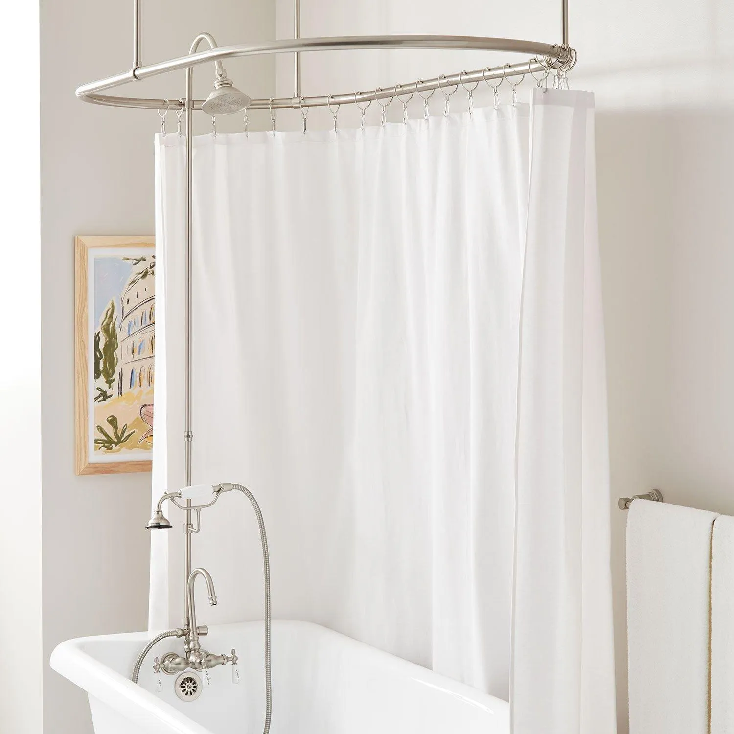Signature Hardware SH441501BN Shower Conversion Kit w/ Gooseneck Faucet - Brushed Nickel