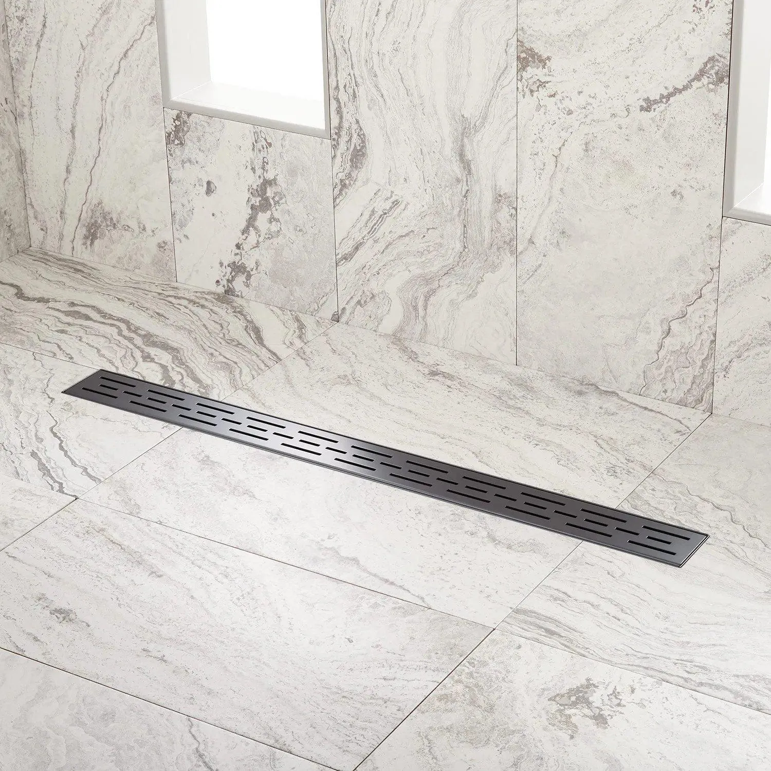 Signature Hardware ZA3-G01-40-MB-C Effendi Linear Shower Drain With Drain Flange, 40" Black
