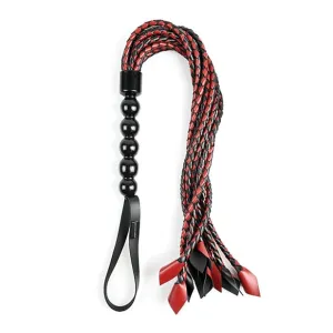 Sportsheets - Saffron BDSM Braided Flogger (Red/Black)