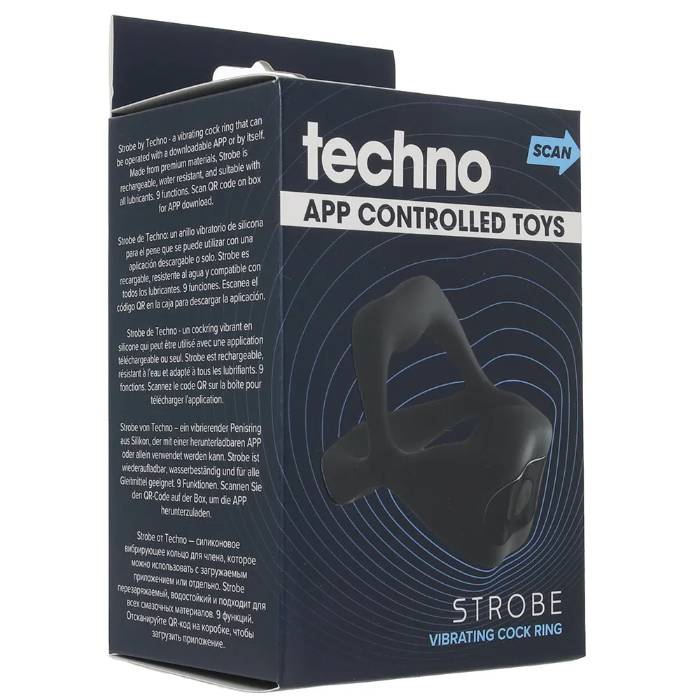 Techno Strobe Vibrating Cock Ring in Black
