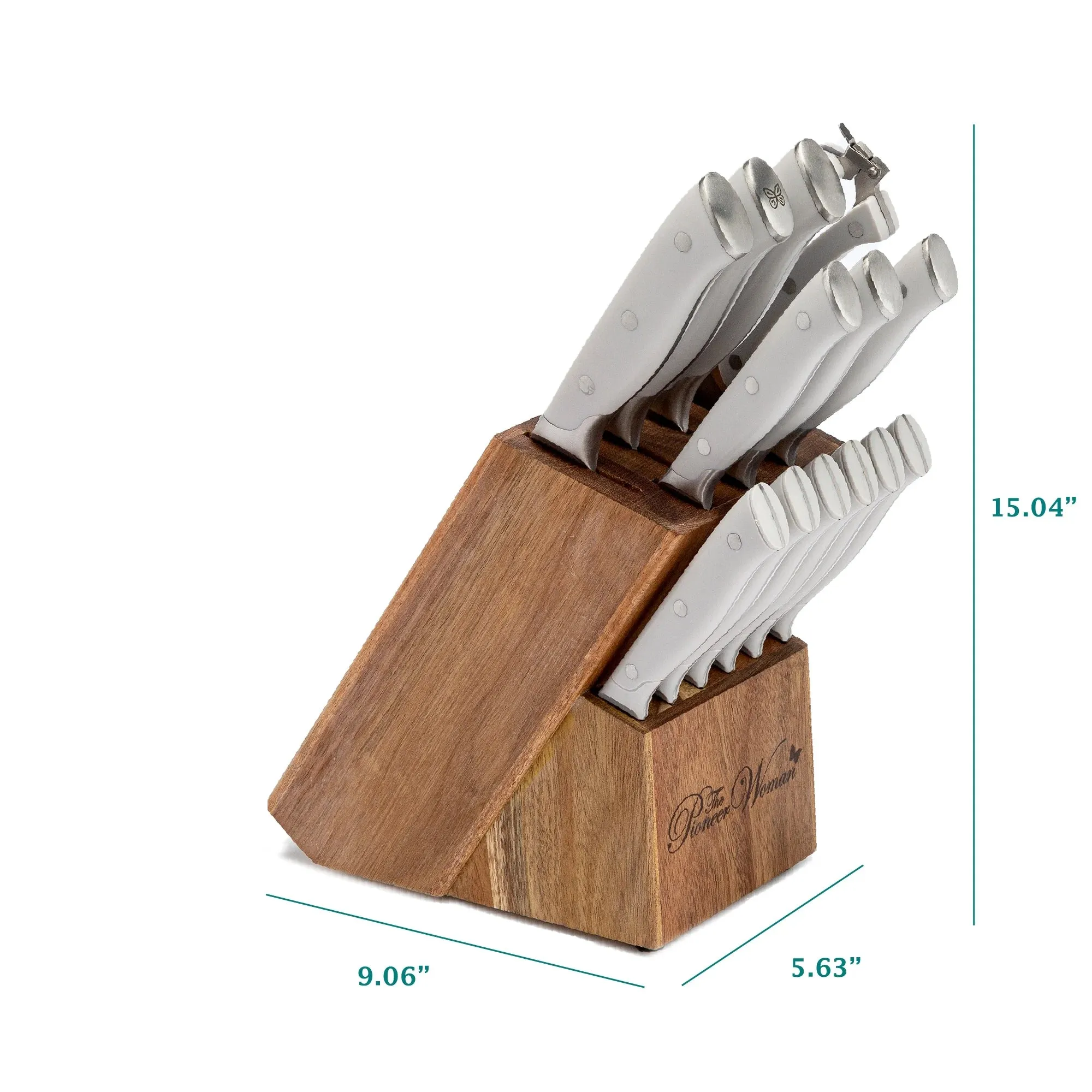 The Pioneer Woman PWS342769314373 Pioneer Signature 14-Piece Stainless Steel Knife Block Set, Gray