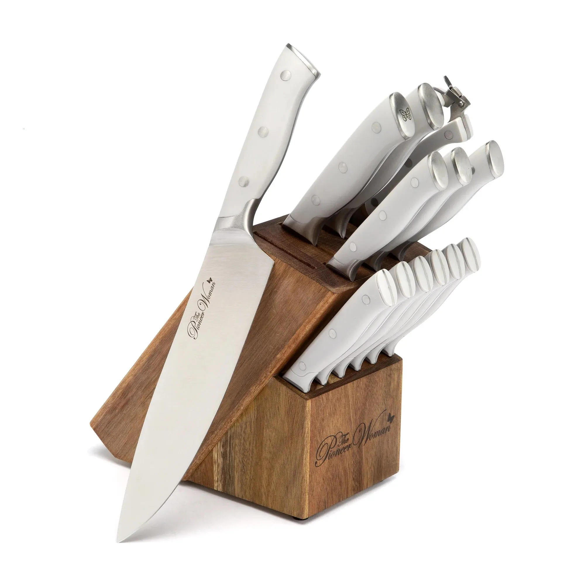 The Pioneer Woman PWS342769314373 Pioneer Signature 14-Piece Stainless Steel Knife Block Set, Gray
