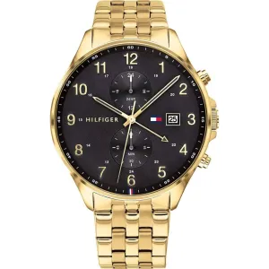 Tommy Hilfiger Men's Watch - West Black Dial Yellow Gold Bracelet Quartz | 1791708