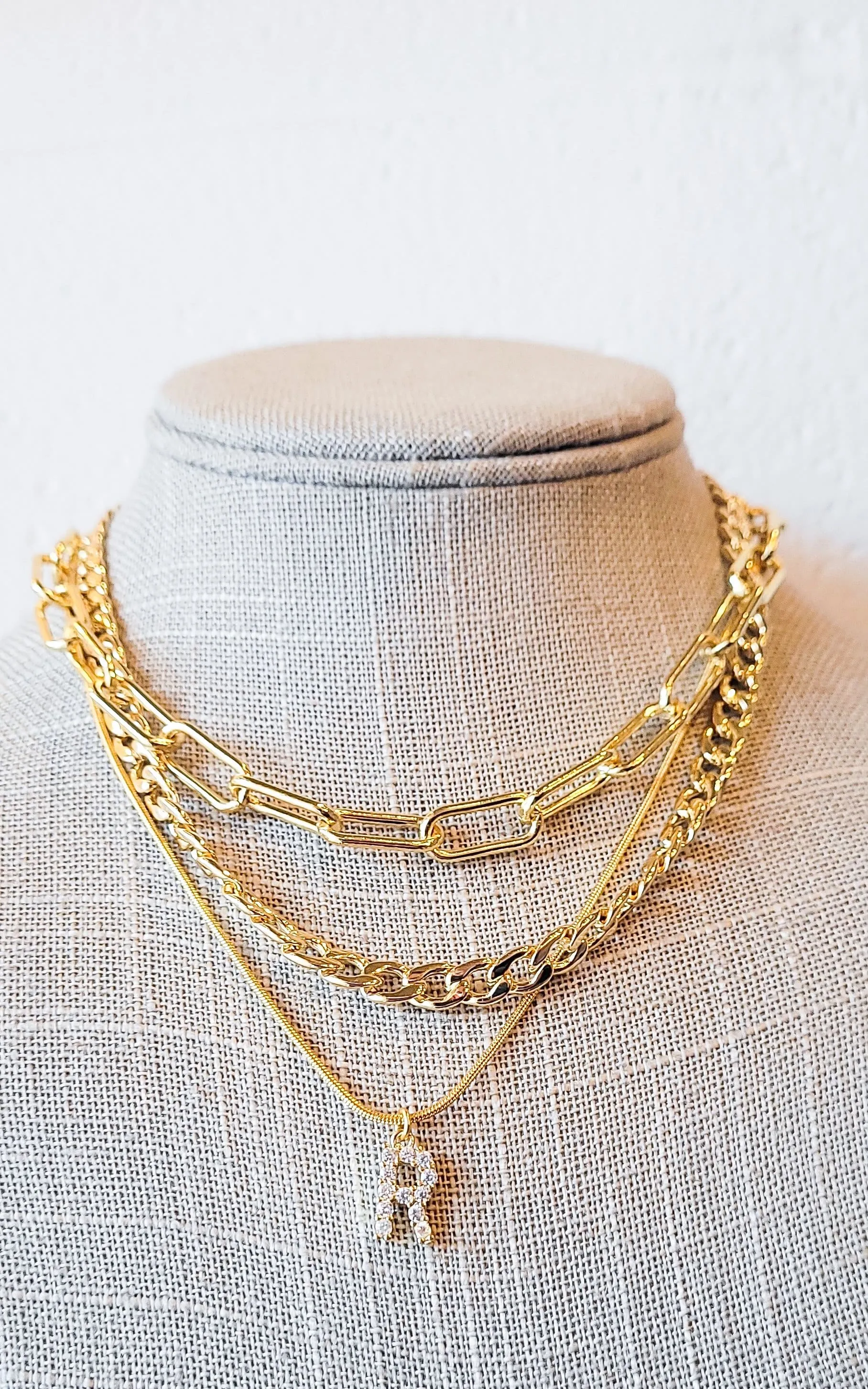 Twisted Baubles- Gold Pave Initial Necklace