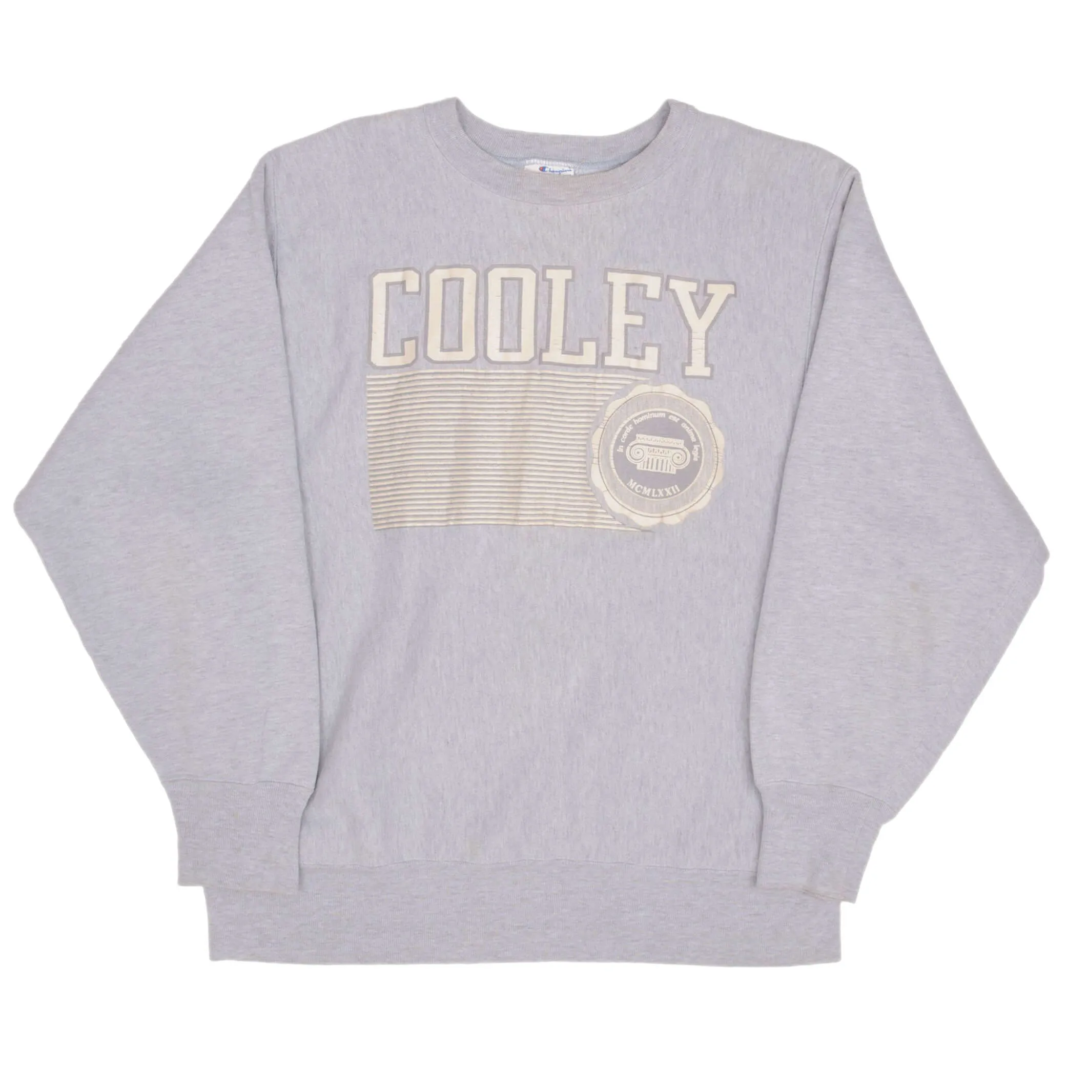 VINTAGE CHAMPION REVERSE WEAVE COOLEY LAW SCHOOL SWEATSHIRT 1980S XL MADE IN USA
