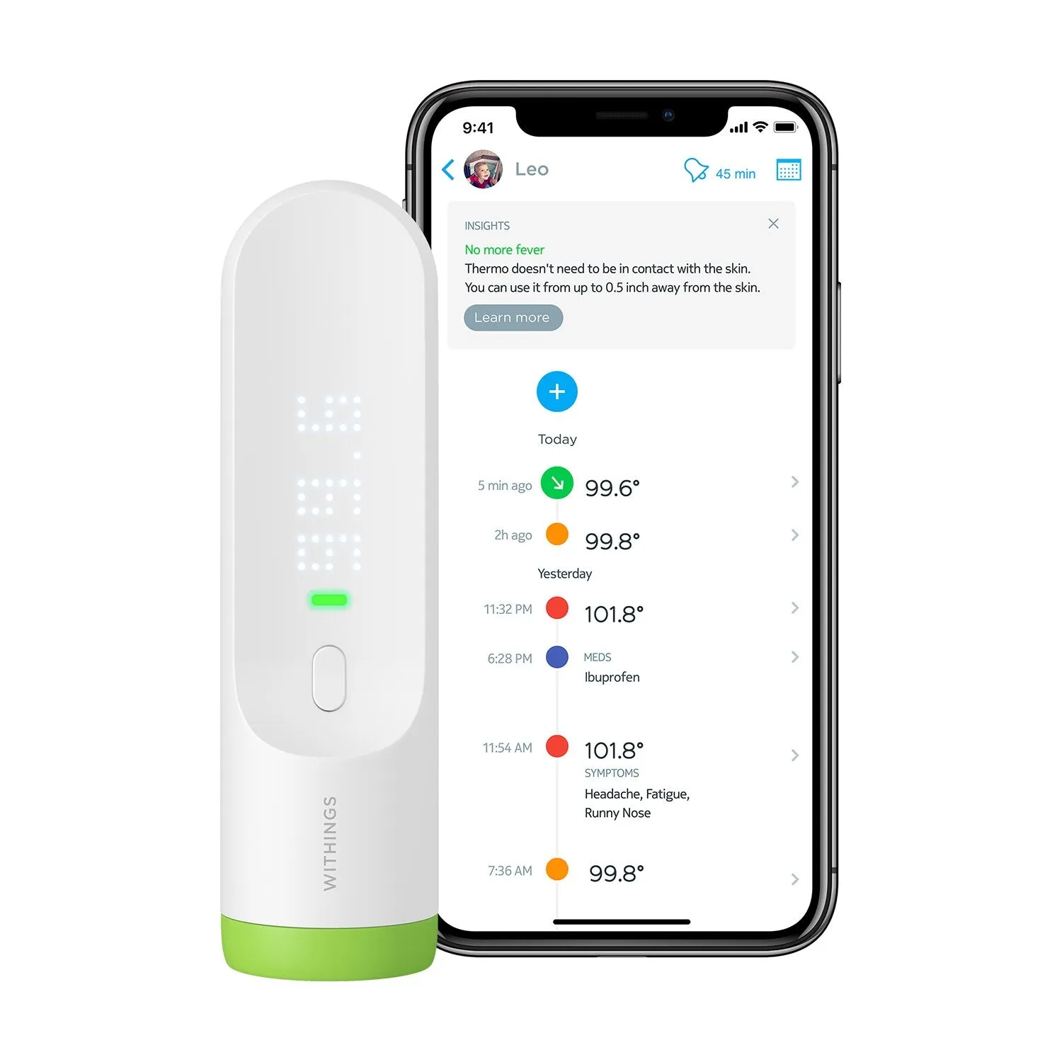 Withings Scy01-All-Inter Thermo Smart Non-Contact Digital Forehead Thermometer